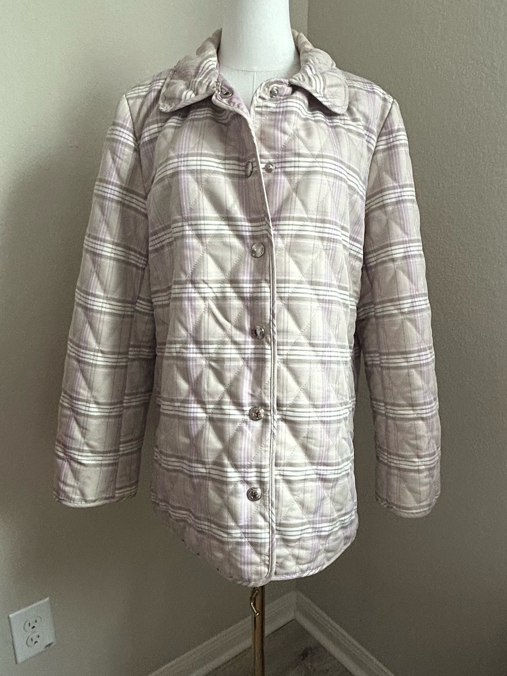 Coach Quilted Plaid Jacket - Light Pink & Cream Tones